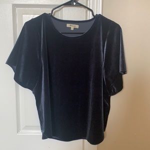 Madewell dark blue velvet boxy top